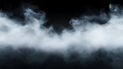 Fototapeta premium Ethereal White Smoke and Steam on Black Background