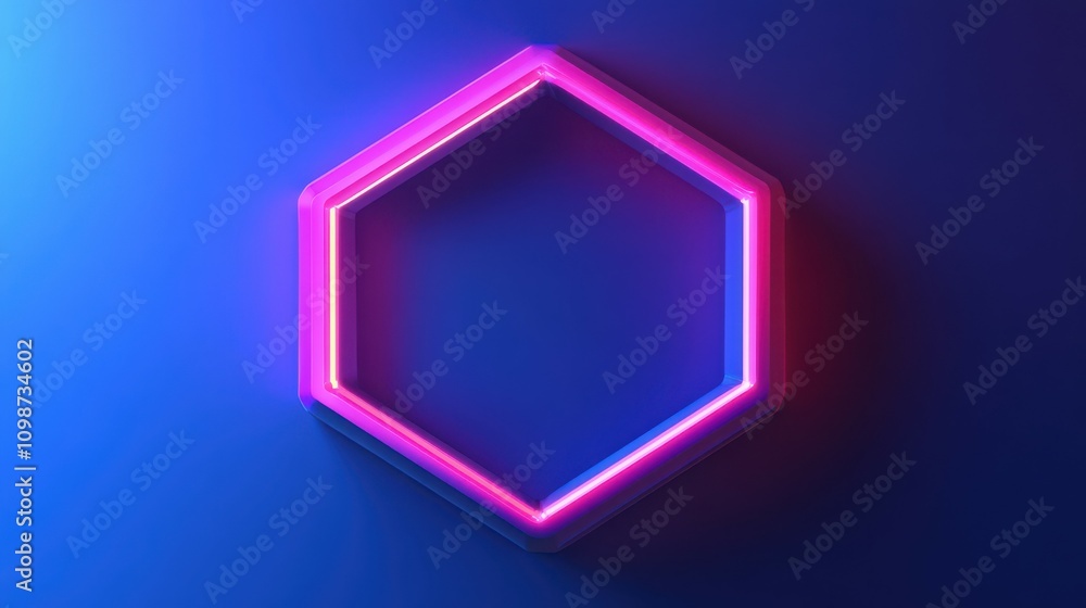 Poster abstract geometric hexagonal shape colored with pastel neon colors. simple icon isolated on plain bl