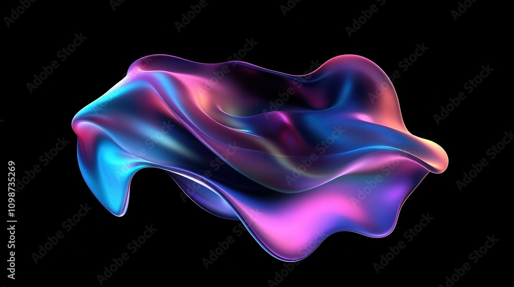Poster abstract liquid holographic gradient shape. 3d vector design element.