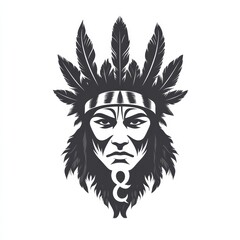 The artwork displays a detailed tribal mask featuring striking facial features and feather adornments, symbolizing cultural pride and identity with a powerful expression