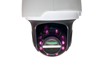 A dome CCTV ptz robotic camera with infrared LEDs illustrates modern video surveillance in public areas, ensuring security and monitoring.