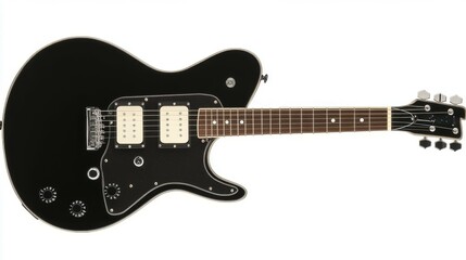 Obraz premium High-Quality Black Electric Guitar Isolated on White Background