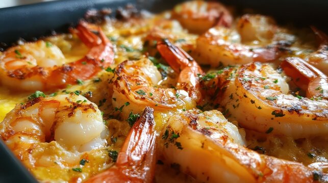 Butter Casserole Shrimp with Tasty Sauce Turkish cimcim karides tava or Tereyagli Guvec Karides