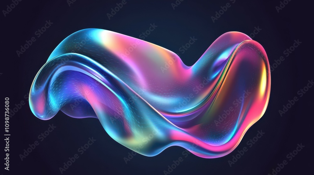 Poster abstract liquid holographic gradient shape. 3d vector design element.