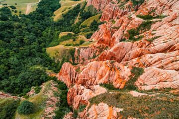 Red rocky slopes Rapa Rosie is a protected geological and floristic reservation area near Sebes...