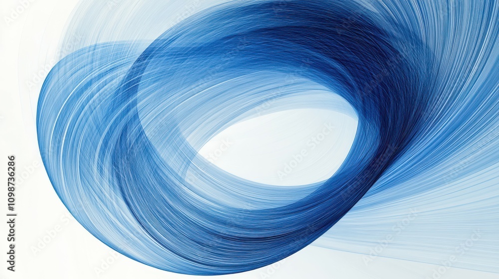 Poster abstract line concept circular flow dynamic blue energy curve motion white background