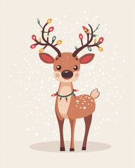 Fototapeta premium reindeer with festive garlands on antlers