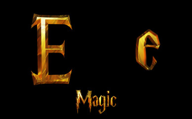 Naklejka premium Magic Alphabet golden font letters 3 D render Illustration