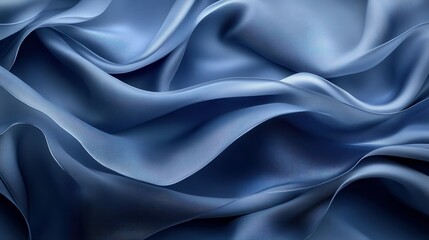 Obraz premium abstract modern blue background, folded ribbons macro, fashion wallpaper with wavy layers and ruffles