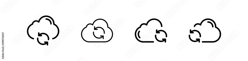 Poster Cloud sync icon with rotate or refresh arrow symbol. cloud computing icon with two arrows. cloud arrows data transfer vector icons. EDITABLE STROKE