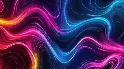 Obraz premium abstract neon background with colorful glowing curvy lines. Modern minimalist wallpaper