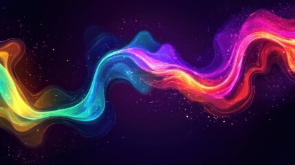 Obraz premium abstract neon background with colorful wavy line glowing with colorful gradient in ultraviolet spectrum