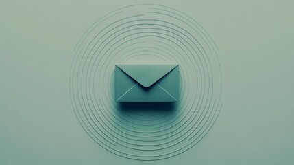 Newsletter subscription, closed envelope at the center of circular lines forming a target