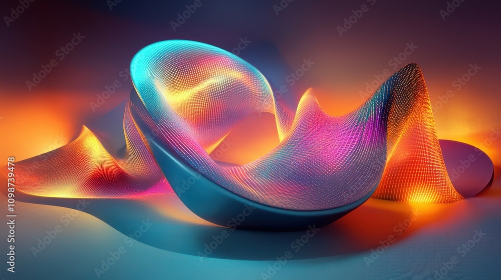 Aufkleber an abstract polynomial and dynamic angle are rendered with glowing integrals, colorful graphics, 3d 