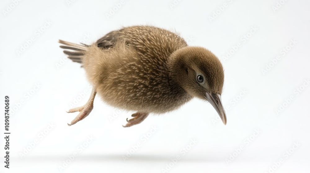 Poster falling kiwi isolated on white background, full depth of field