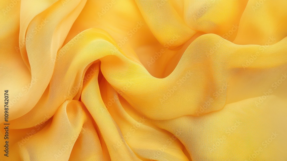 Poster abstract yellow background with layers of textile