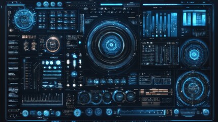 Blue HUD elements for advanced technological interface