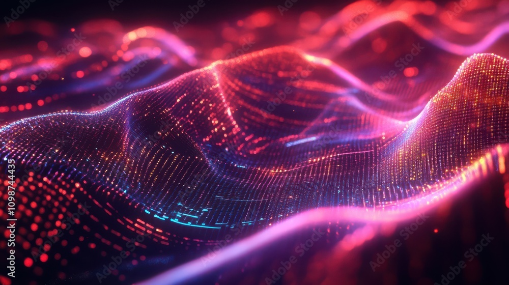 Poster future wave. abstract technology background. 3d visualization of big data. analytical presentation. 