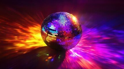 Obraz premium Colorful disco mirror ball nightclub sphere light.