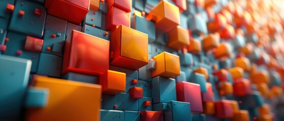 Obraz premium A complex geometric abstraction with a focus on pattern and repetition.