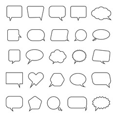 Fototapeta premium Blank empty white speech bubbles. Blank speech circle bubble chat. Comic speech round bubble sign.