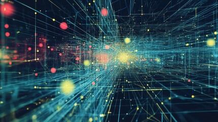 Obraz premium Illustration of system data flow in a business artificial, intelligence cyber, internet communication system