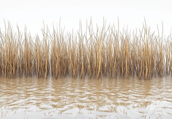 Three-dimensional rendering of realistic grass in winter on a transparent background.