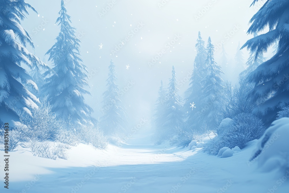 Aufkleber this beautiful white winter background features snow-covered fir trees in the forest close-up with b