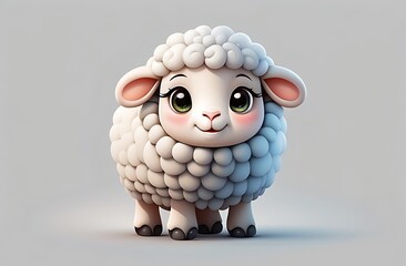 Cute cartoon sheep on white background