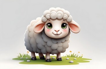 Cute cartoon sheep on white background