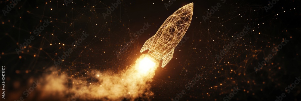Aufkleber wireframe rocket propelled into space, showcasing advancements in technology and innovative design i