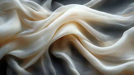Obraz premium Abstract Draped Fabric Texture, Beige and Gray Silk, Smooth Waves