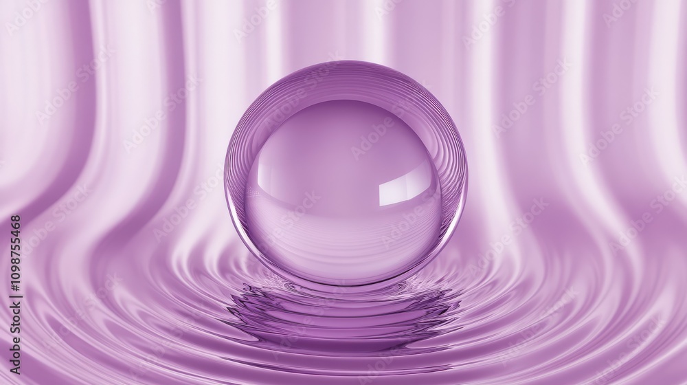 Poster bstract minimalist background with metallic core ball hidden inside glass hemisphere shell. modern v