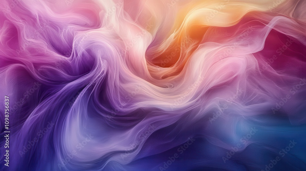 Poster captivating swirls of color: an ethereal dance of soft hues and fluid dynamics in motion