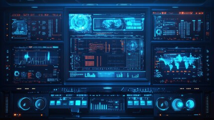 Fototapeta premium I made a Digital Hud in Blue that was perfect for composing with modes. The loopable interface goes from frame 164 to frame 287, with more colors to choose from in my portfolio