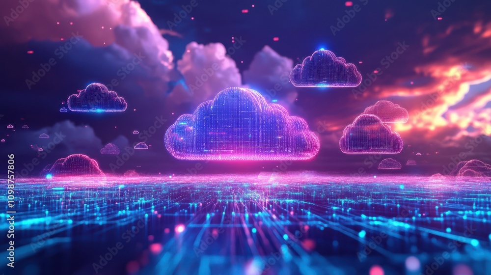 Poster megatrends in internet for telecommunications on the basis of cloud technology global network of met