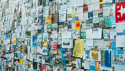 Fototapeta premium Many newspapers in different countries as background, close-up