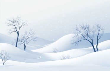 The background shows a beautiful winter landscape with snow-covered trees. The background displays Merry Christmas and Happy New Year greetings with copy-space.