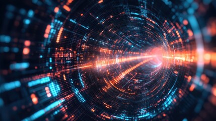Obraz premium Digital technology circle on dark background. Big data and technology concept.