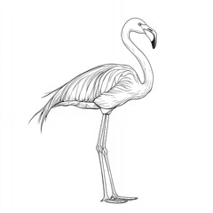 Obraz premium Detailed Illustration of a Flamingo Showcasing Skeletal Structure and Elegant Pose in a Minimalist Design
