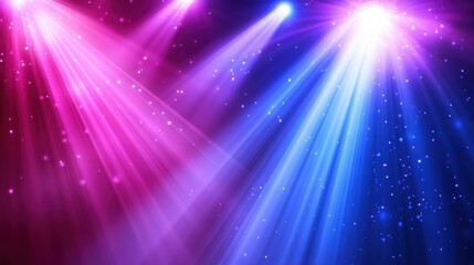 Fototapeta premium Light rays emitting from blue and purple neon lights on an abstract background