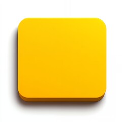 Bright Yellow Square Shape With Rounded Corners on a White Background Creating a Minimalist Aesthetic