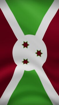 Burundi Waving Flag in Vertical Orientation. Realistic Flag Animation. Seamless Loop Background.	