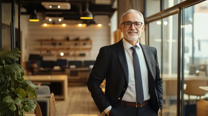Fototapeta premium Mature businessman standing in a co-working space