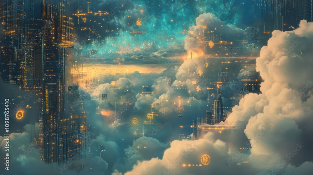 Poster conceptual artwork representing cloud computing security