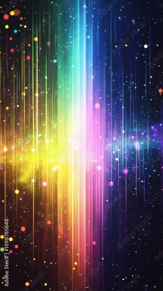 Aufkleber a vibrant abstract background with vertical lines and colorful light bursts, creating a cosmic and d