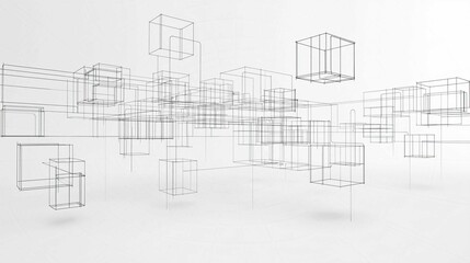 Obraz premium Architectural House Design Blueprint Sketch 3D Vector Illustration