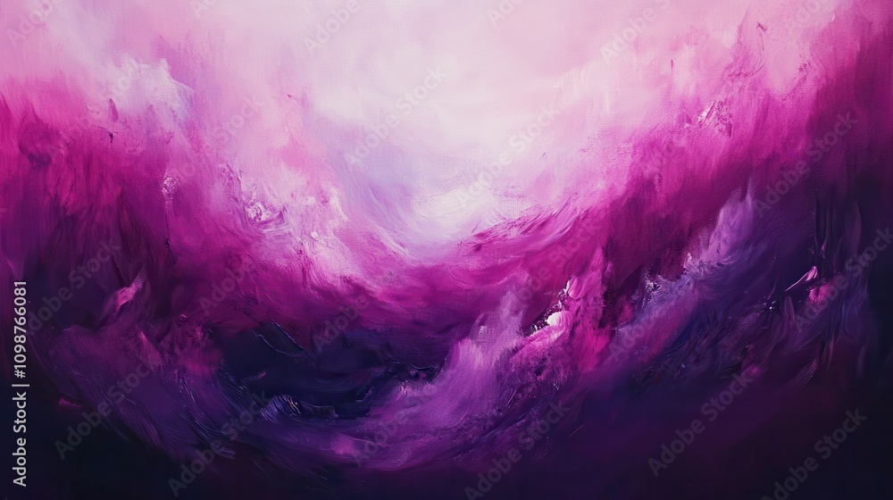Poster purple and pink hues combine to create an abstract painting that is mesmerizing and dynamic