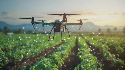 Naklejka premium Concept of smart agriculture, emphasizing technology-driven farming and food production