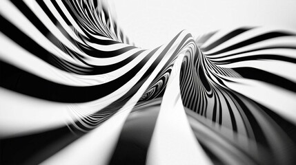 Naklejka premium Black Vector Pattern Design with Striped Curves and Swirls for Optical Illusion Wallpaper